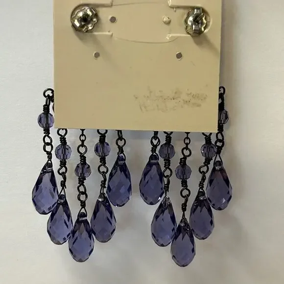 Vintage Lori Lori Sterling Faceted Purple Swarovski Crystal Chandelier Earrings - Picture 4 of 5